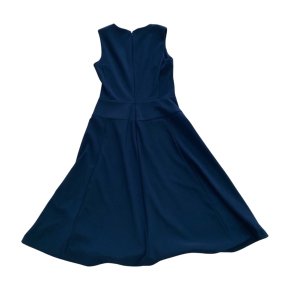 Lauren Ralph Lauren Navy Belted Fit & Flare Dress Size 2 - Picture 2 of 8